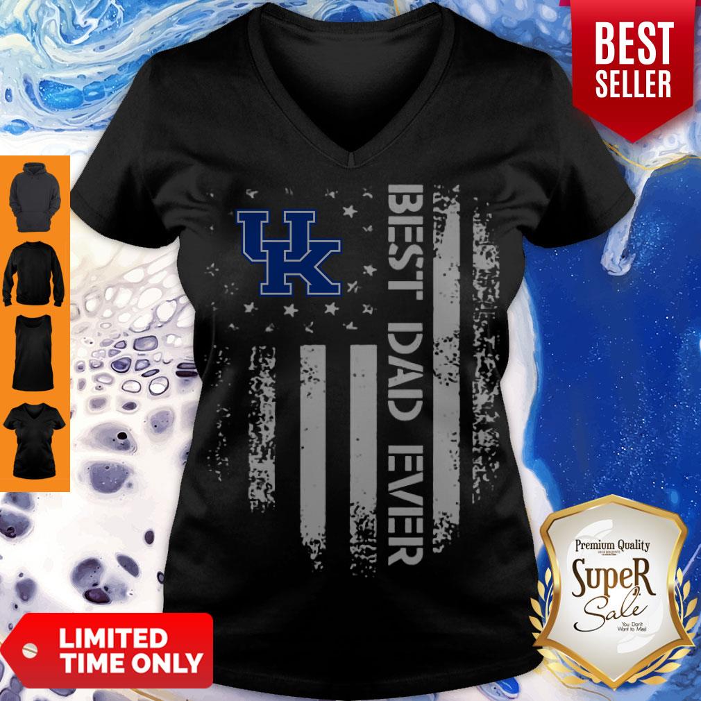 Official Kentucky Wildcats Best Dad Ever America Flag Shirt - Image 3