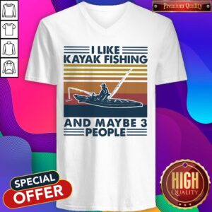 Alternative view of Top I Like Kayak Fishing And Maybe 3 People Vintage Retro Shirt
