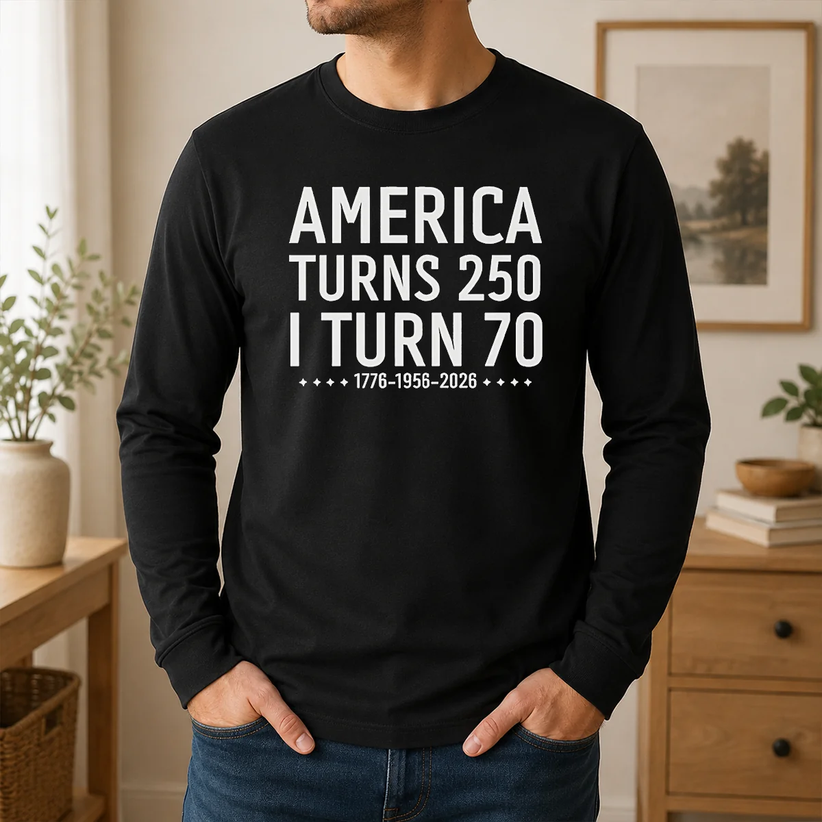 Hot Pretty America Turns 250 I Turn 70 1776 1956 2026 Birthday Celebration Anniversary Shirt - Image 6