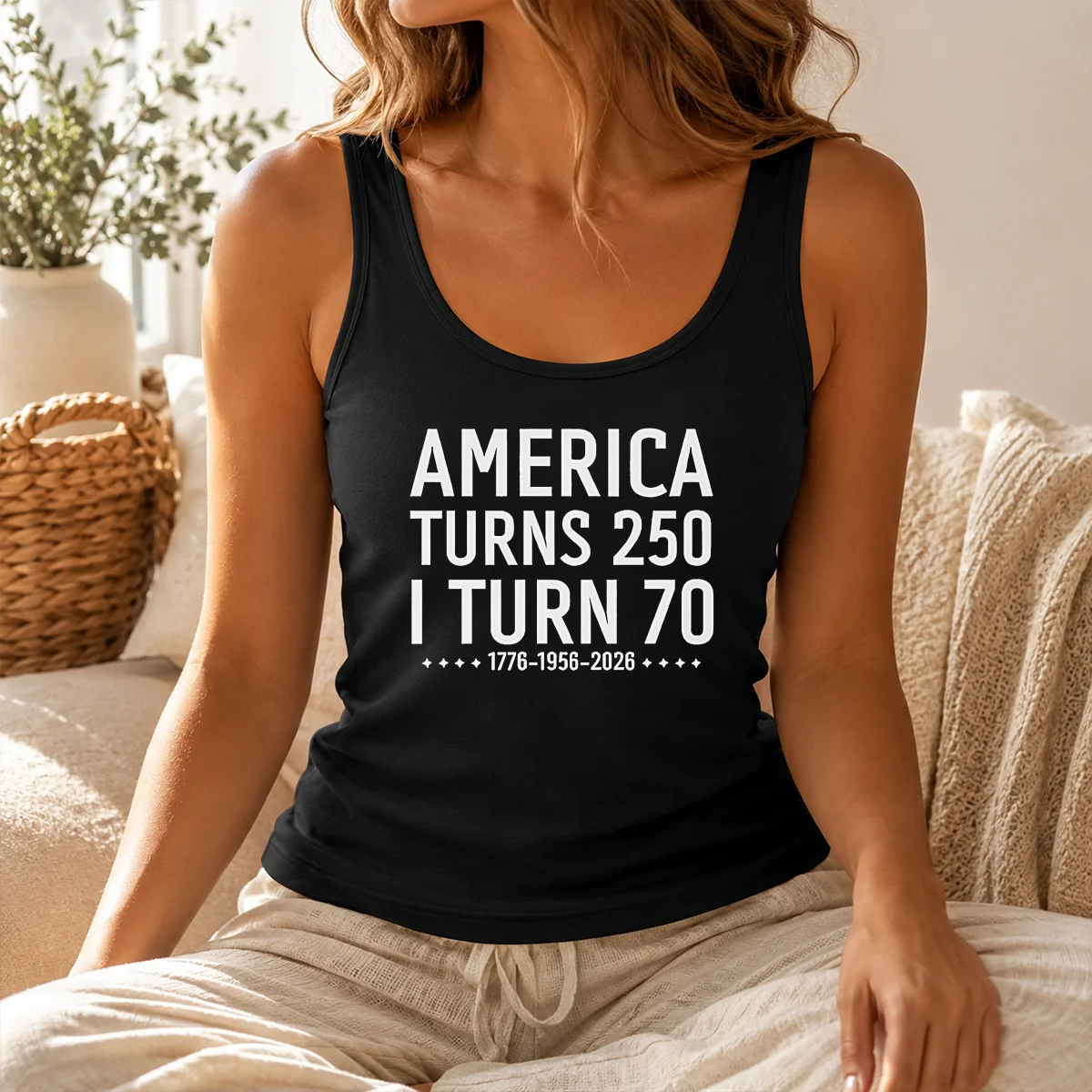 Hot Pretty America Turns 250 I Turn 70 1776 1956 2026 Birthday Celebration Anniversary Shirt - Image 3