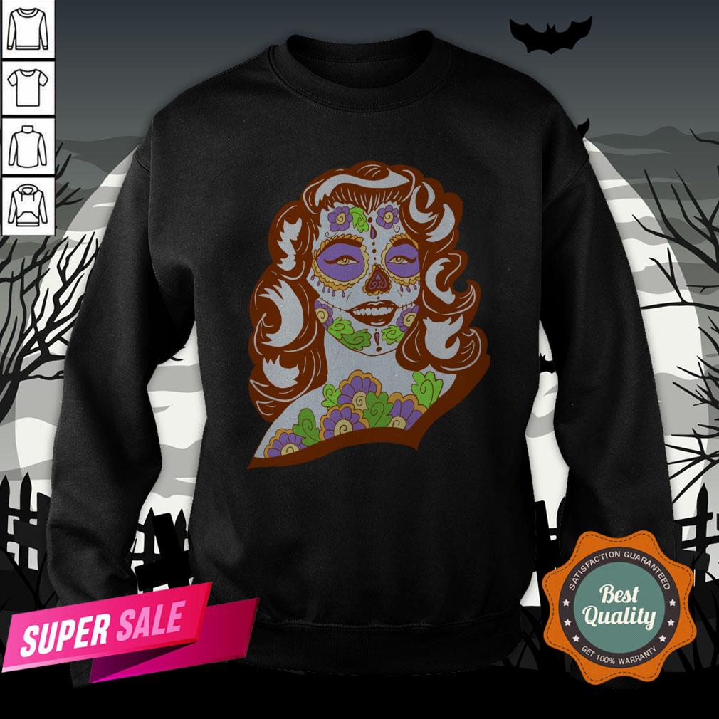 Sweet Sugar Skull Model Day Of The Dead Muertos Shirt - Image 4