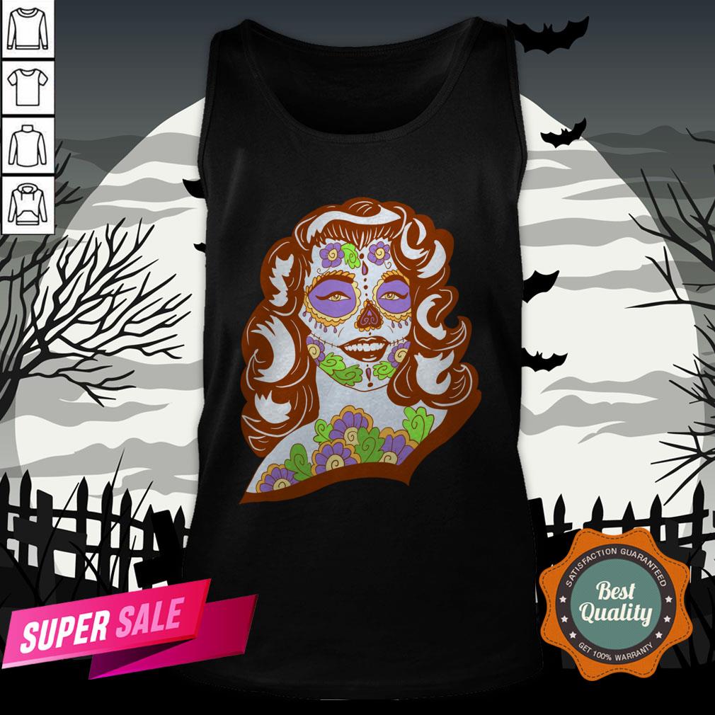 Sweet Sugar Skull Model Day Of The Dead Muertos Shirt - Image 3