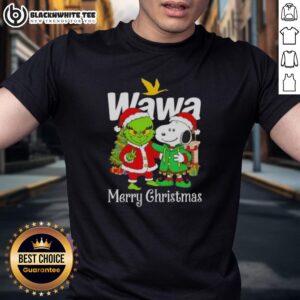 Awesome Wawa X Grinch And Snoopy Merry Christmas T-Shirt