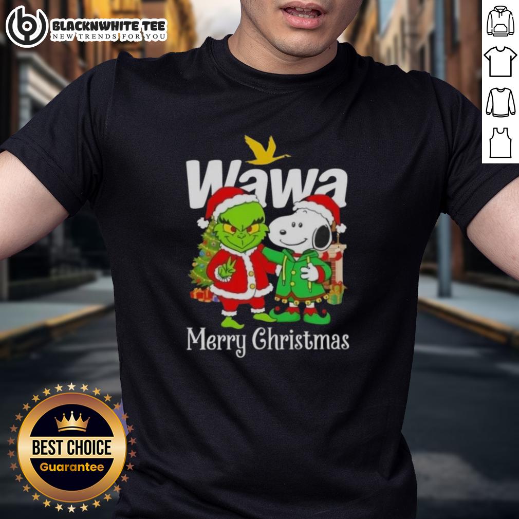 Awesome Wawa X Grinch And Snoopy Merry Christmas T-Shirt