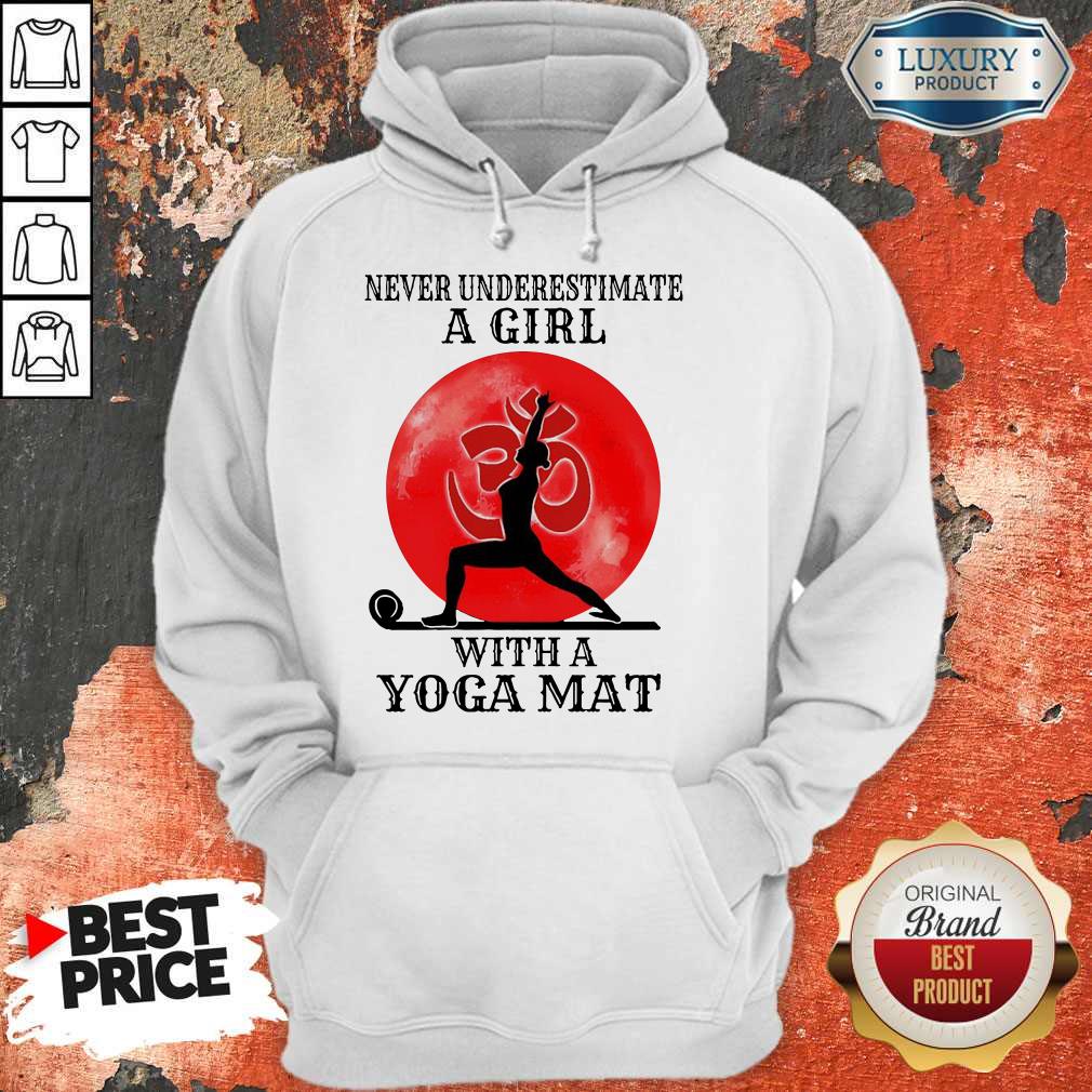 Awesome Never Underestimate A Girl With A Yoga Mat Moon Shirt - Image 2