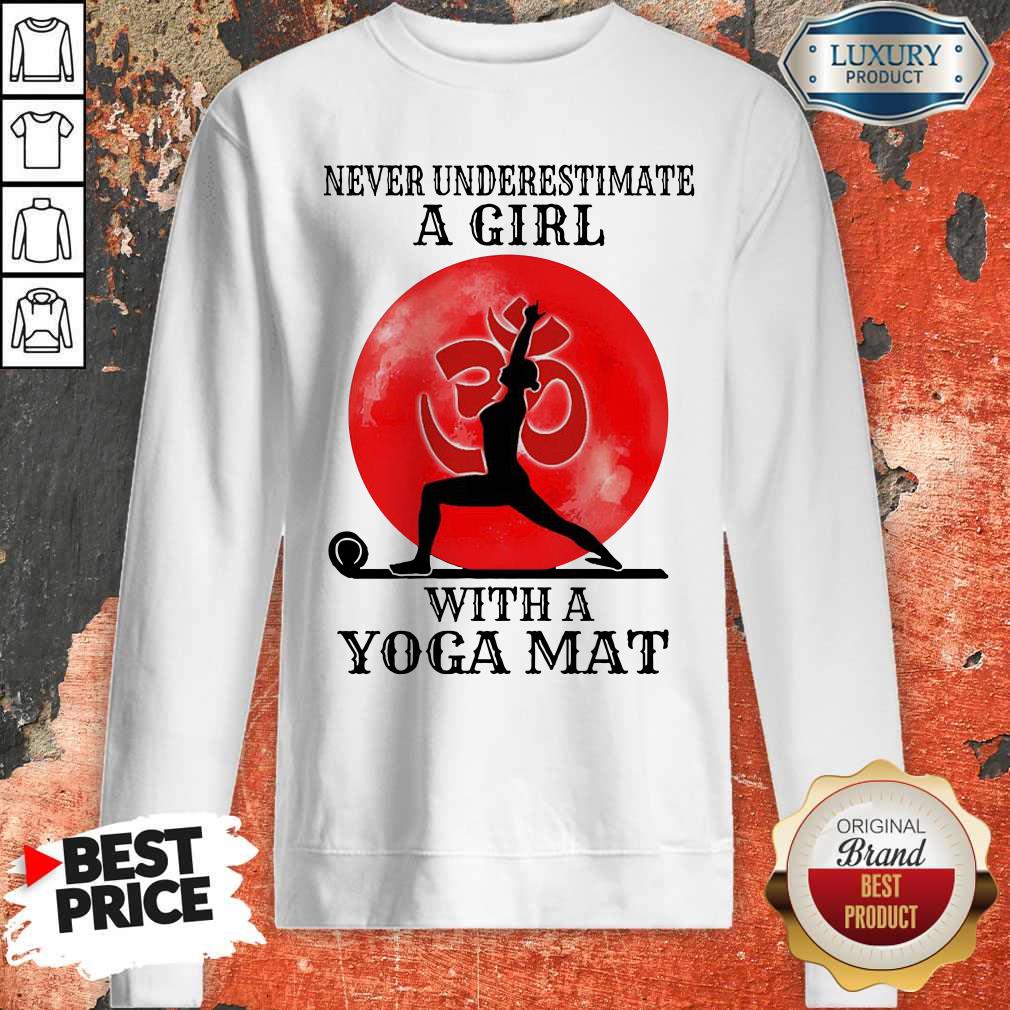 Awesome Never Underestimate A Girl With A Yoga Mat Moon Shirt - Image 5