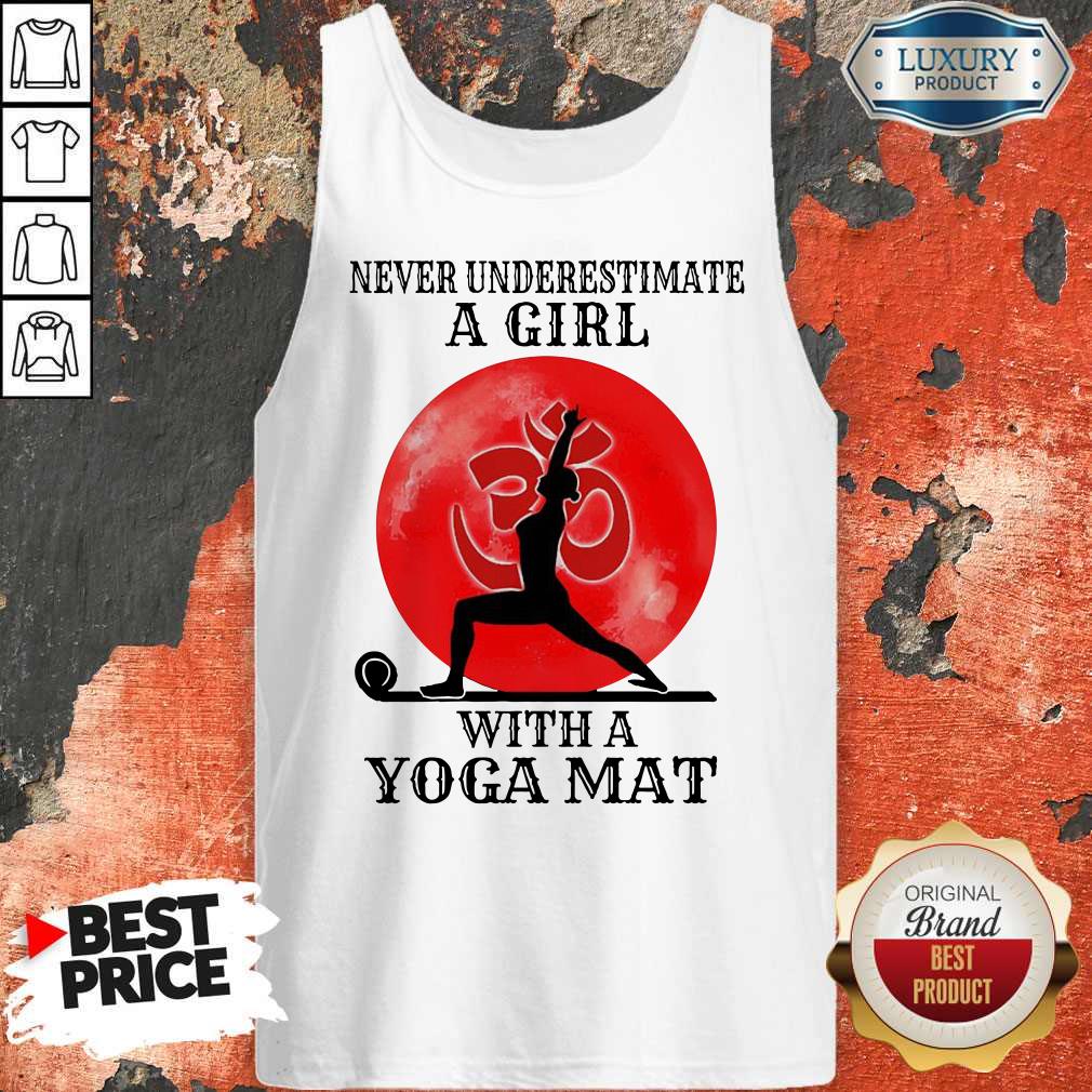 Awesome Never Underestimate A Girl With A Yoga Mat Moon Shirt - Image 4