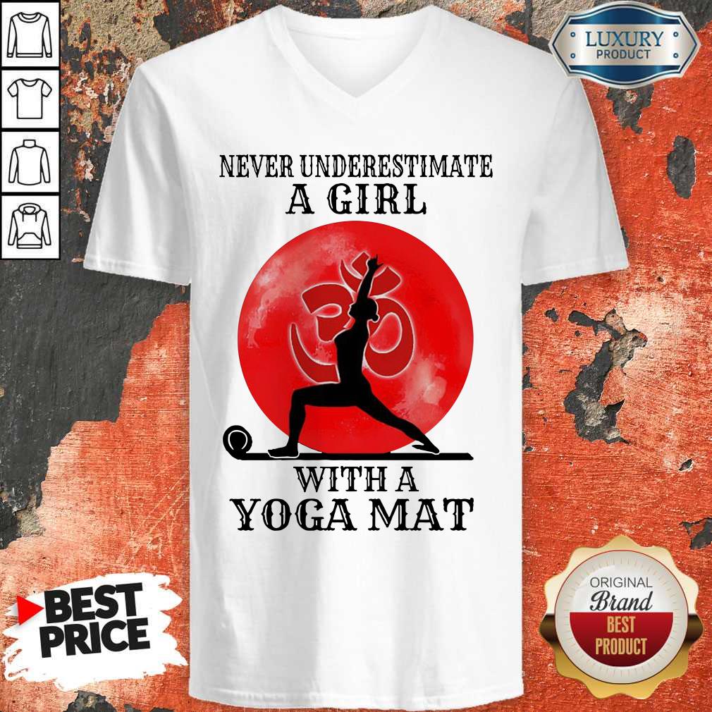 Awesome Never Underestimate A Girl With A Yoga Mat Moon Shirt - Image 3