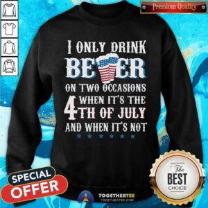 Alternative view of I Only Drink Beer On Two Occasion 4th Of July Shirt