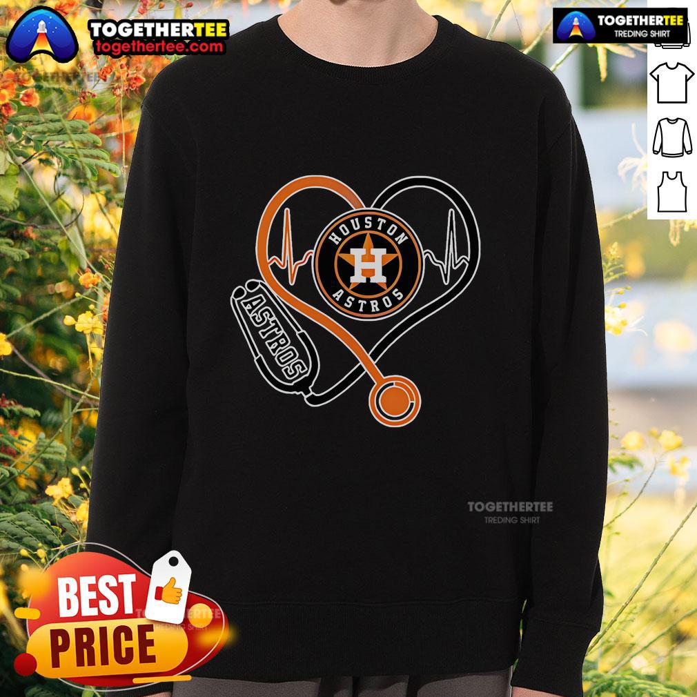 Top Houston Astros Nurse Heartbeat Baseball T-Shirt - Image 5