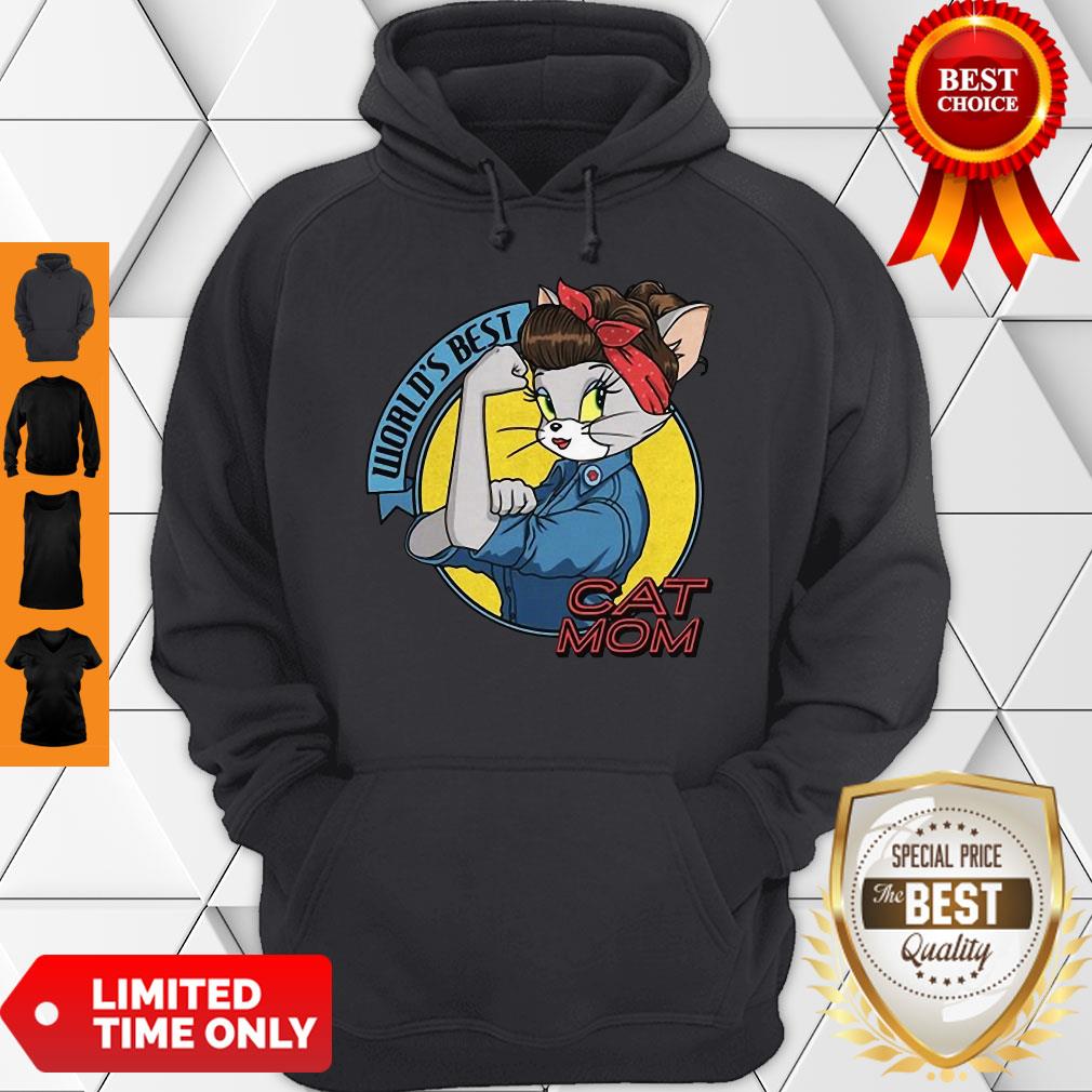 Official World’s Best Cat Mom Strong Woman Shirt - Image 2