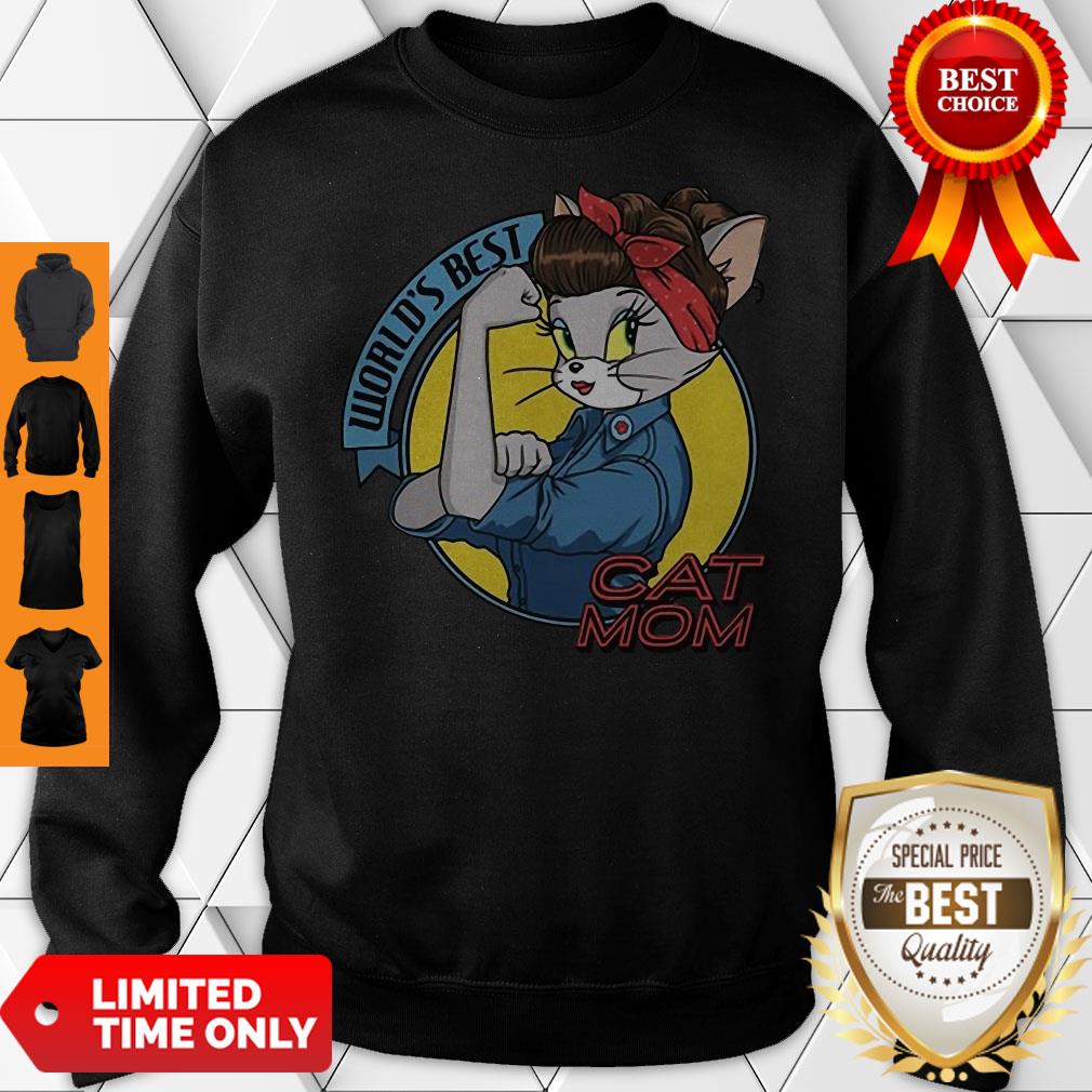 Official World’s Best Cat Mom Strong Woman Shirt - Image 5