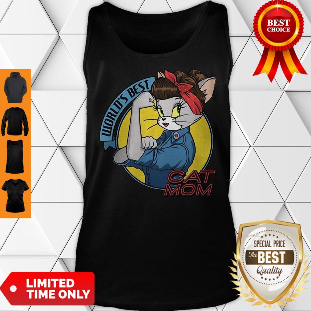 Official World’s Best Cat Mom Strong Woman Shirt - Image 4
