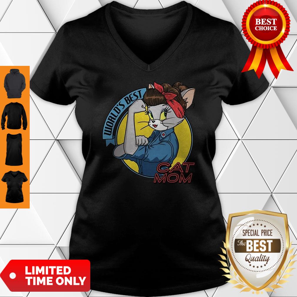 Official World’s Best Cat Mom Strong Woman Shirt - Image 3