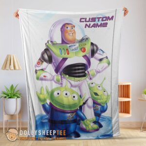 Perfect Disney Pixar Buzz Lightyear And The Little Green Men Fleece Customized Blanket