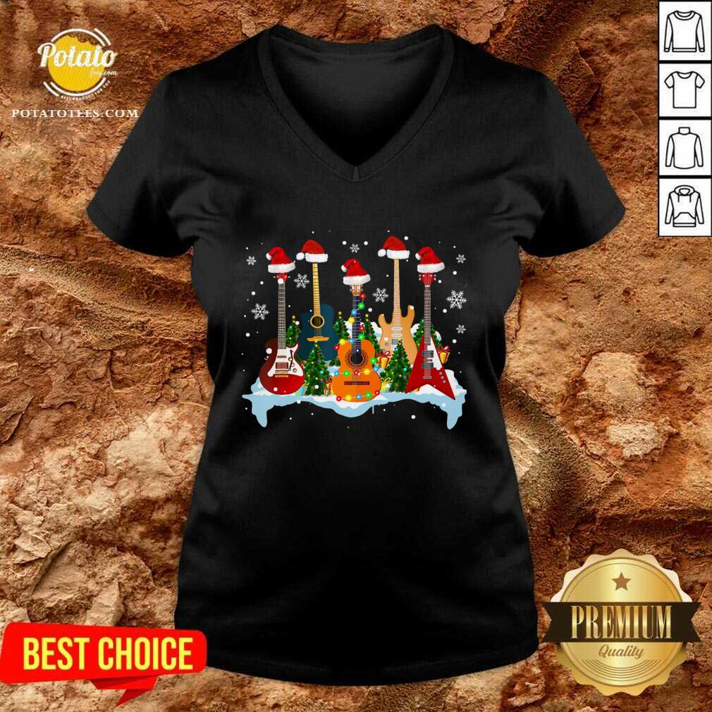 Good Guitar Hat Santa Merry Christmas 2020 Shirt - Image 3