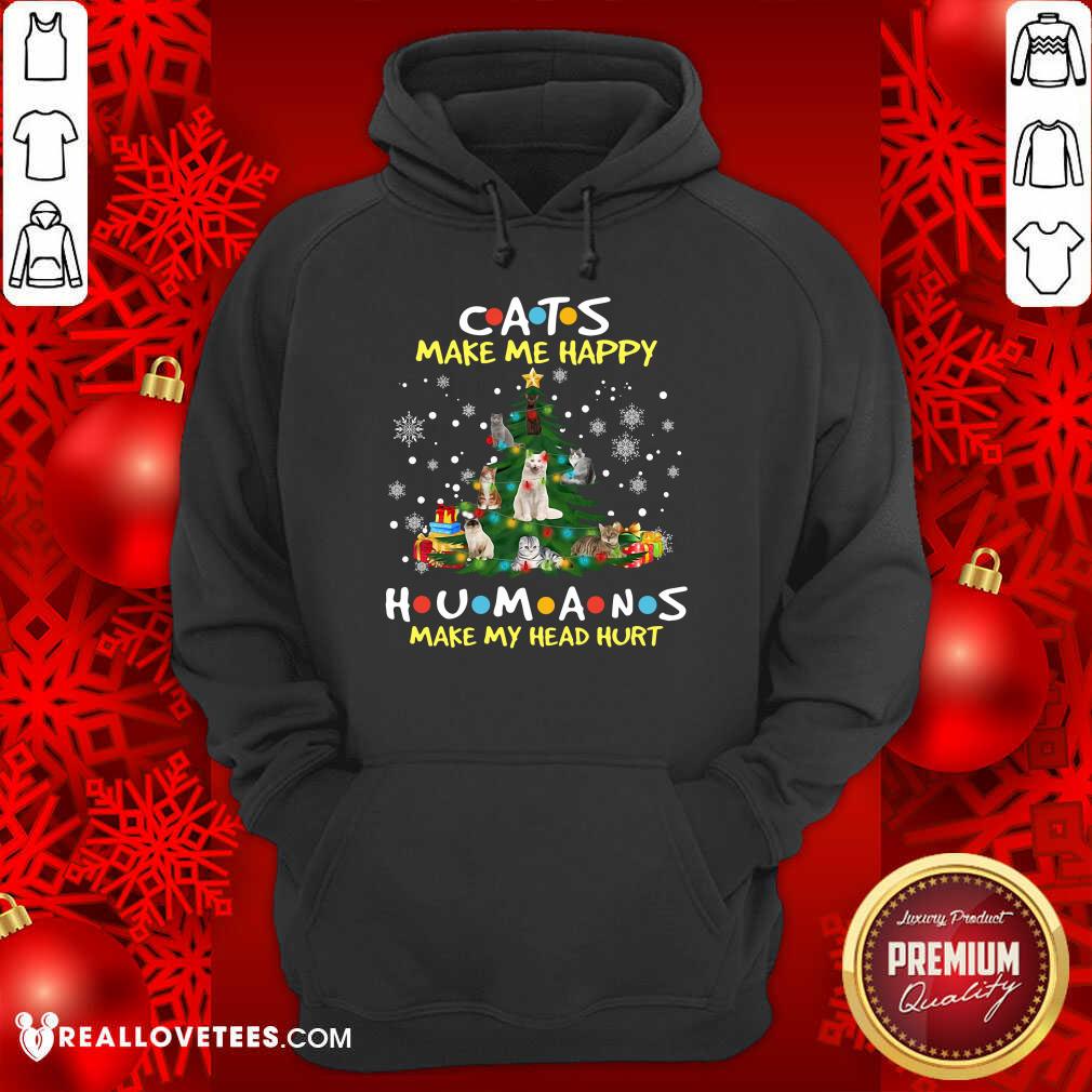 Pro Cats Make Me Happy Humans Make My Head Hurt Ugly Merry Christmas Shirt - Image 4