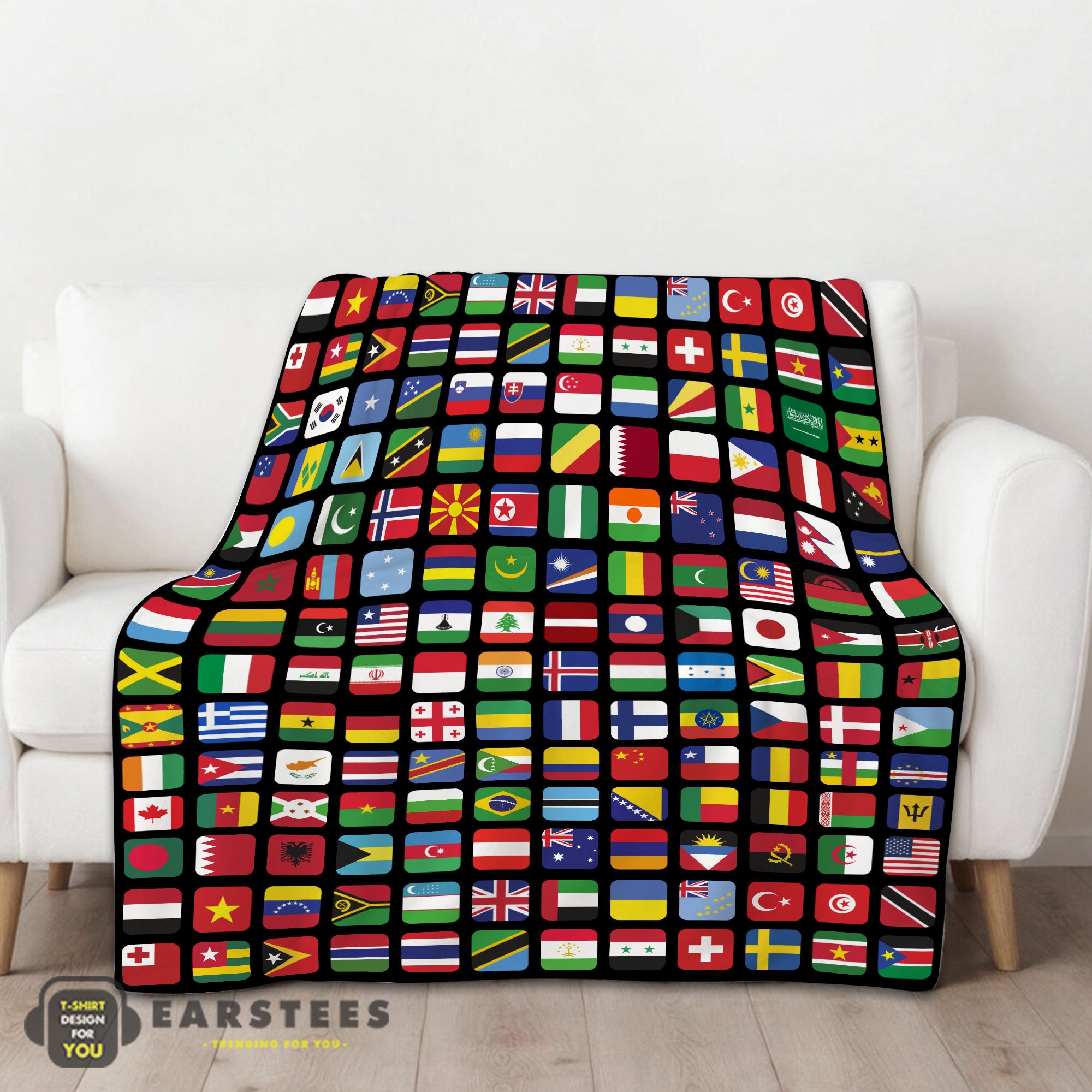 Good World Flags Grid Colorful International Countries Flag Blanket Fleece Blanket - Image 2