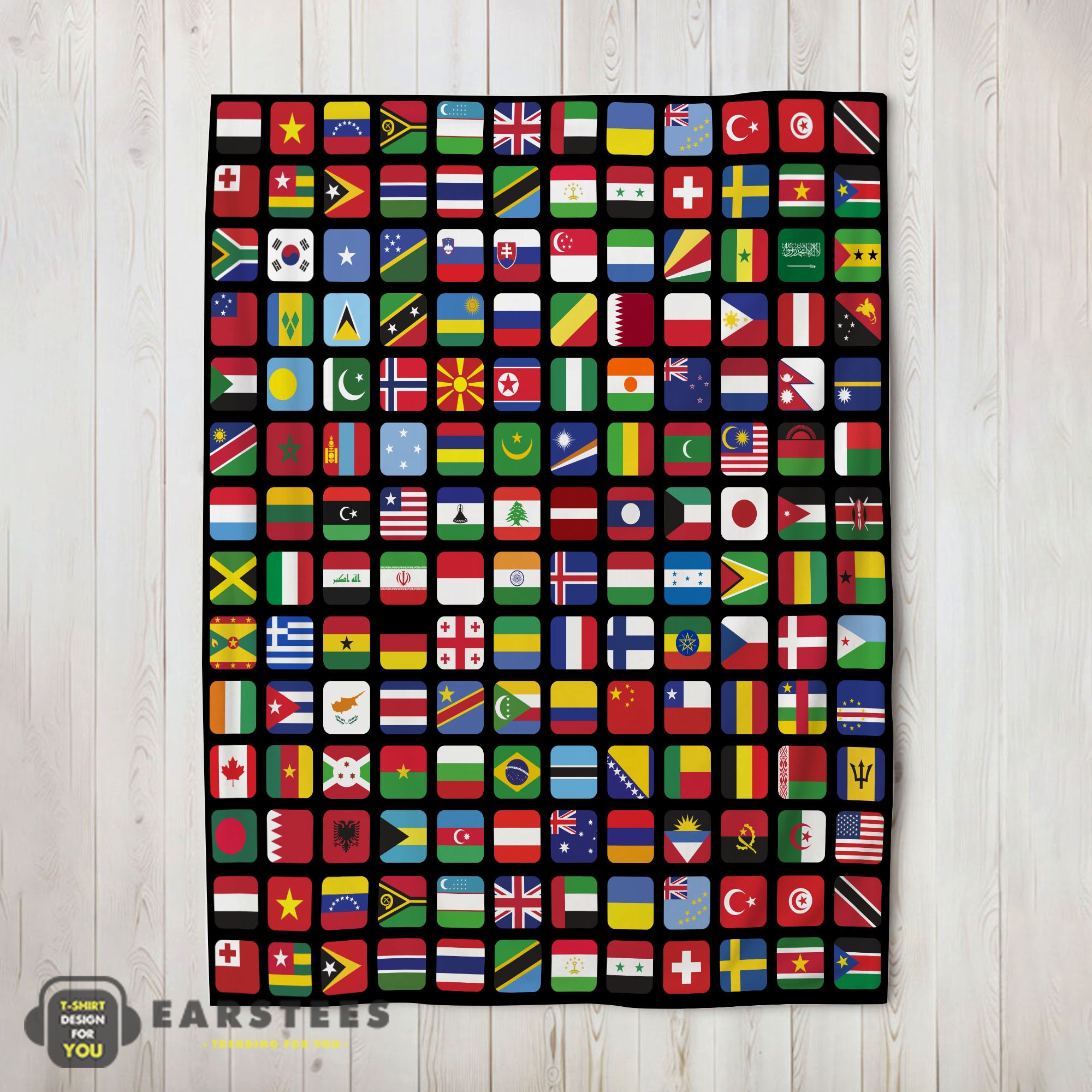Good World Flags Grid Colorful International Countries Flag Blanket Fleece Blanket