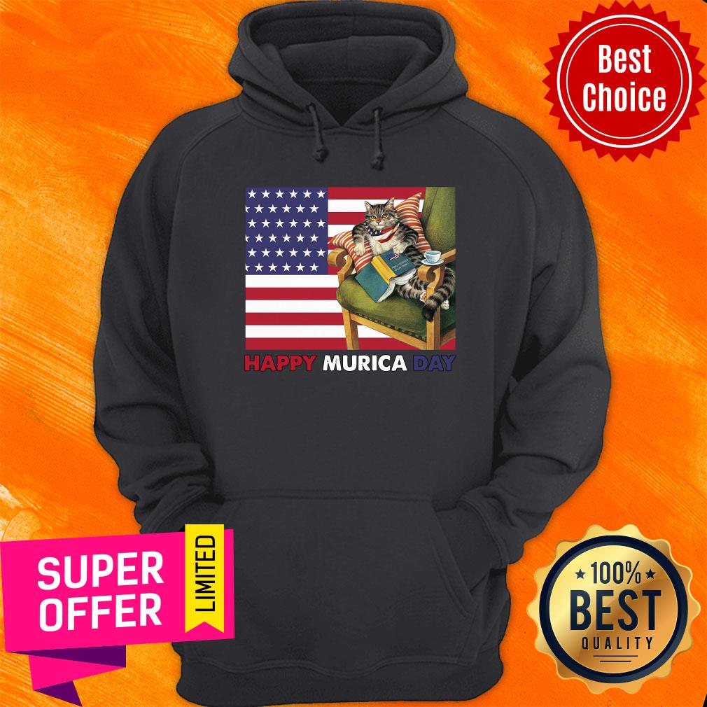 Cat And Book Happy Murica Day Shirt - Image 2