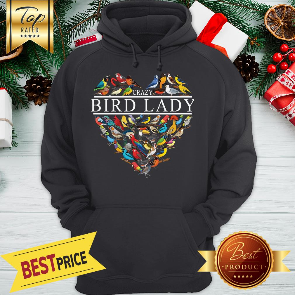 Official Love Crazy Bird Lady Heart Shirt - Image 5