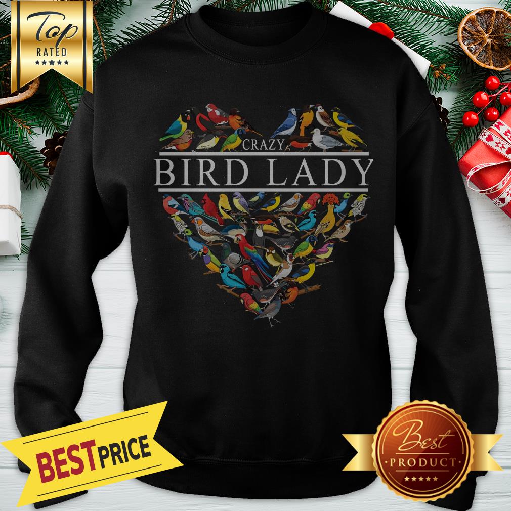 Official Love Crazy Bird Lady Heart Shirt - Image 4