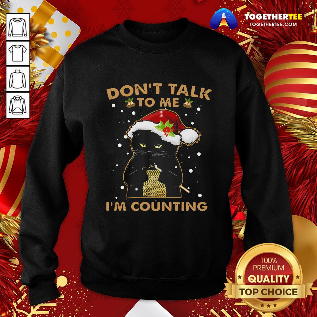 Awesome Merry Christmas Black Cat Don’t Talk To Me I’m Counting Shirt - Image 4