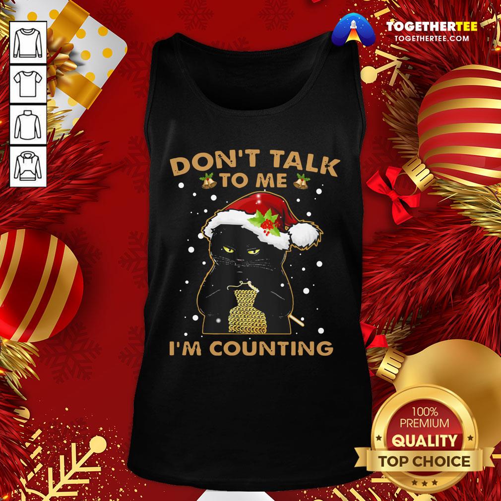 Awesome Merry Christmas Black Cat Don’t Talk To Me I’m Counting Shirt - Image 3