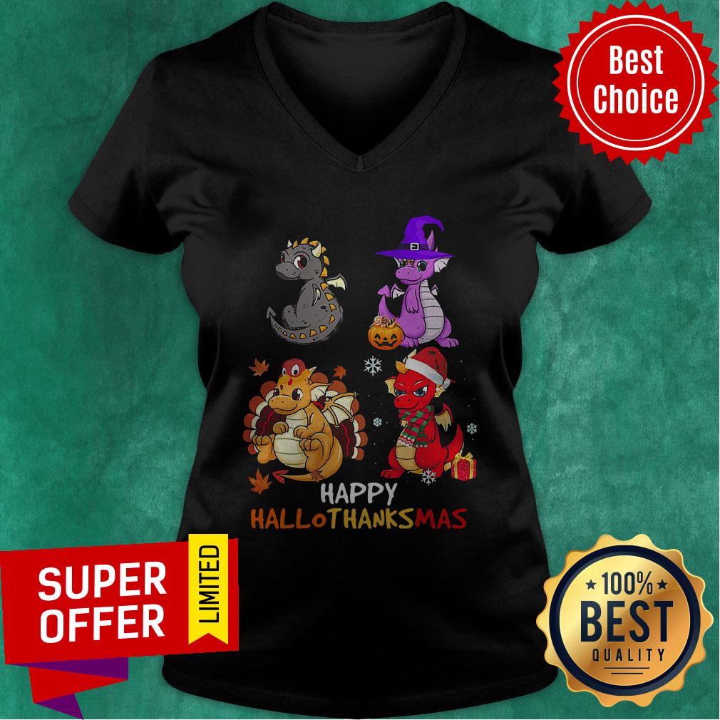 Official Dragon Happy Hallothanksmas Holidays Shirt - Image 3