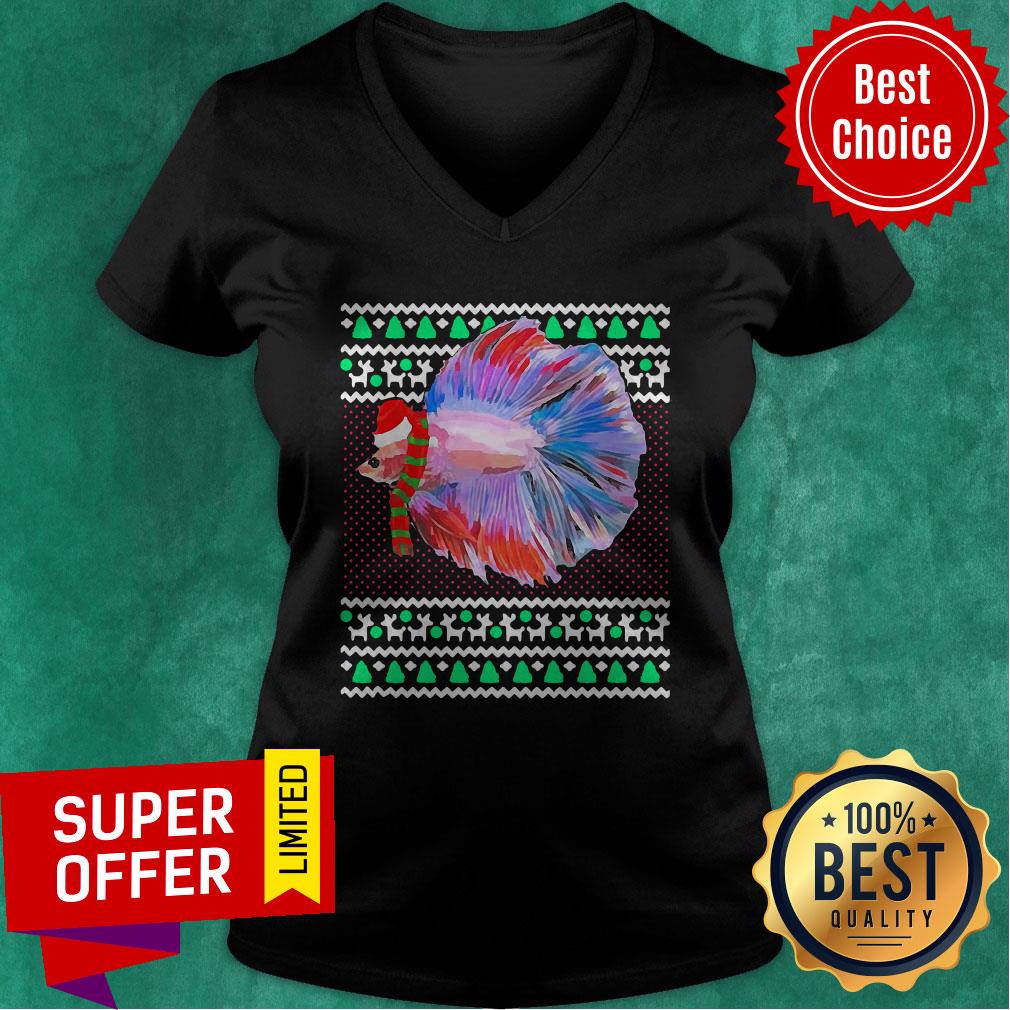 Premium Betta Fish Ugly Christmas Shirt - Image 3