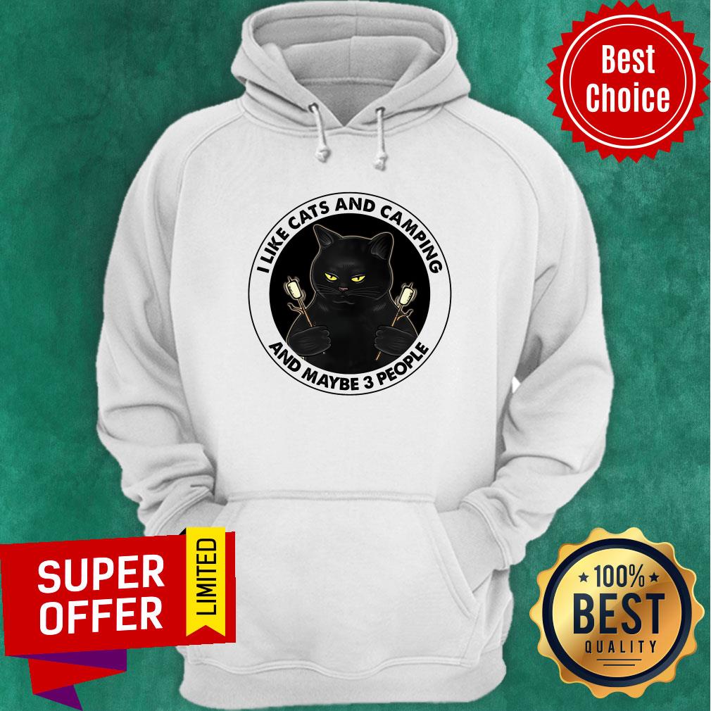 Black Cat I Like Cats And Camping And Maybe 3 People Shirt - Image 5