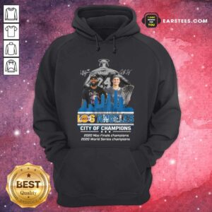 Alternative view of Perfect Kobe Bryant LeBron James And Corey Seager Los Angeles Lakers Dodgers City Of Champions 2020 Signatures T-Shirt