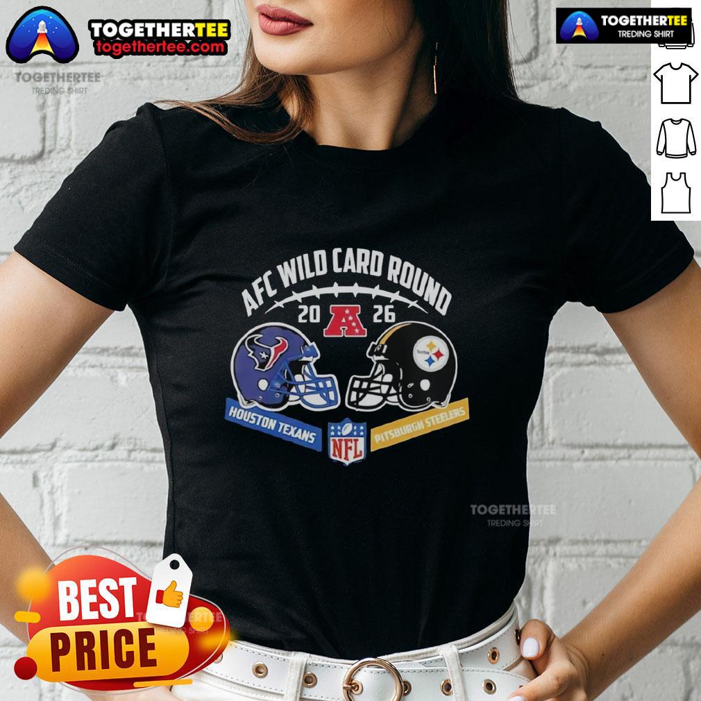 Good Houston Texans Vs Pittsburgh Steelers 2026 AFC Wild Card Round Helmet Matchup T-Shirt - Image 3