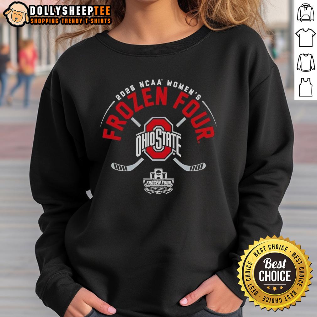 Top Ohio State Buckeyes NCAA Women’s Ice Hockey 2026 Frozen Four Logo T-Shirt - Image 5