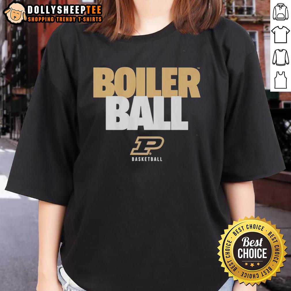 Top Purdue Boilermakers NCAA Basketball Boiler Ball Text Stack T-Shirt - Image 5
