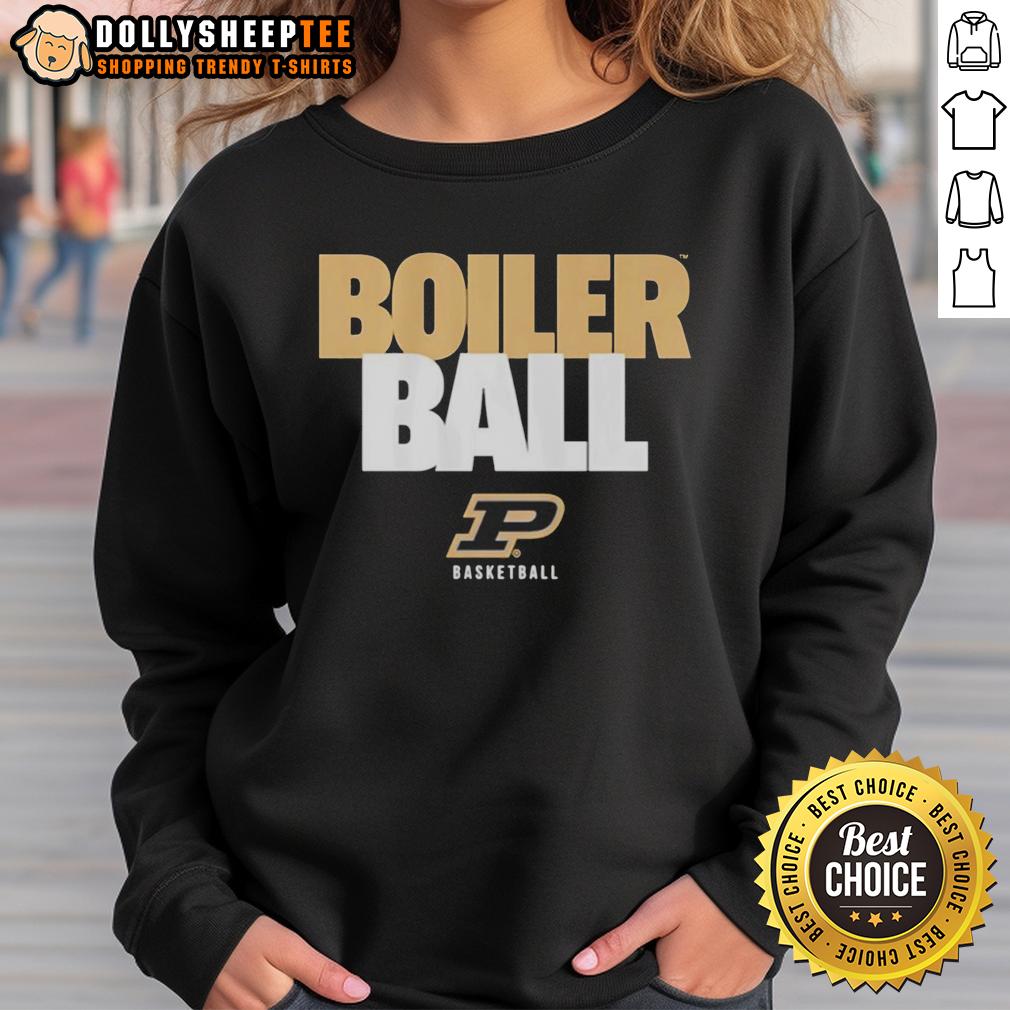 Top Purdue Boilermakers NCAA Basketball Boiler Ball Text Stack T-Shirt - Image 3