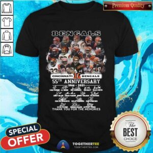 Nice Cincinnati Bengals 55th Anniversary Thank You For The Memories Signatures Shirt