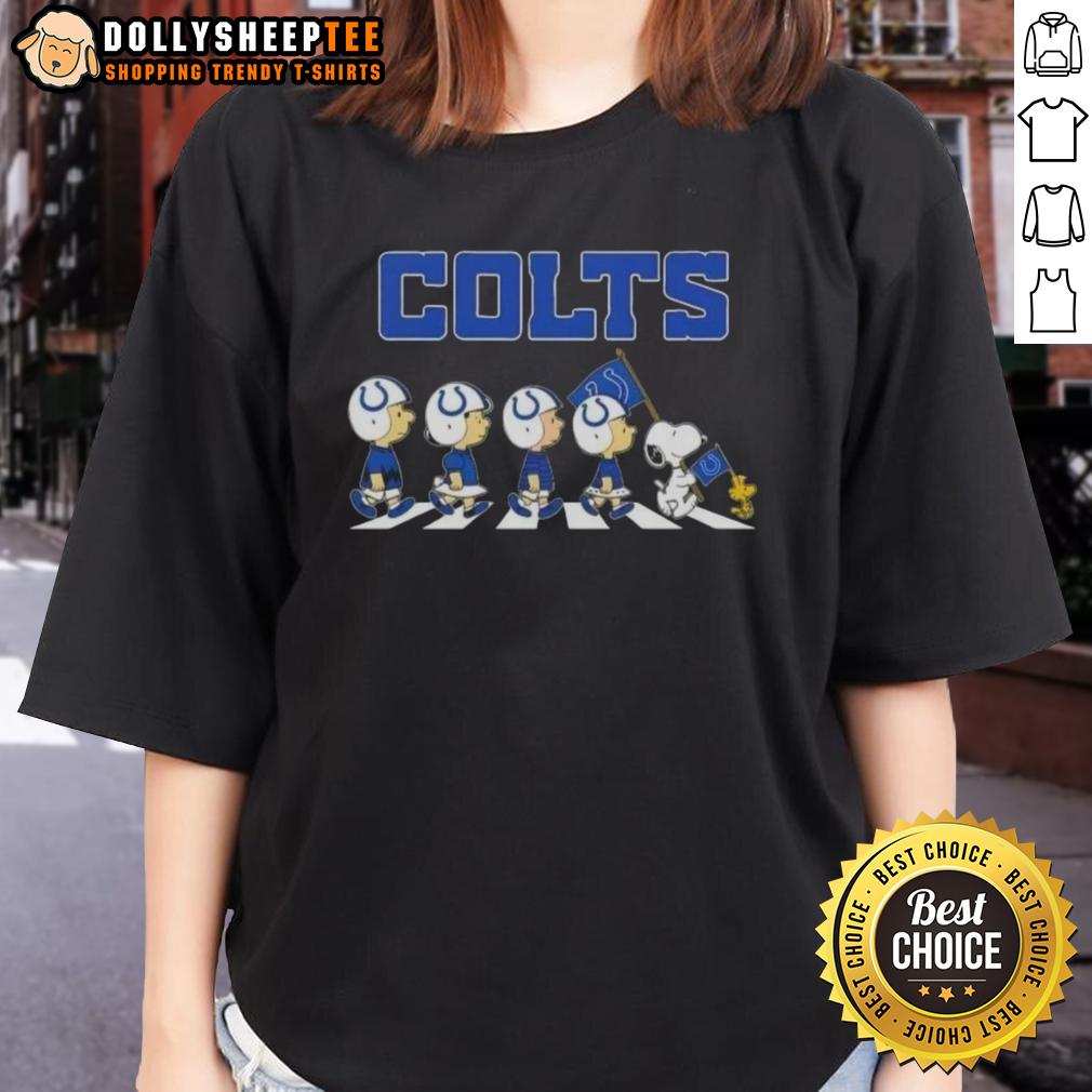 Good Indianapolis Colts X Peanuts Snoopy And Friends Abbey Road T-Shirt - Image 3