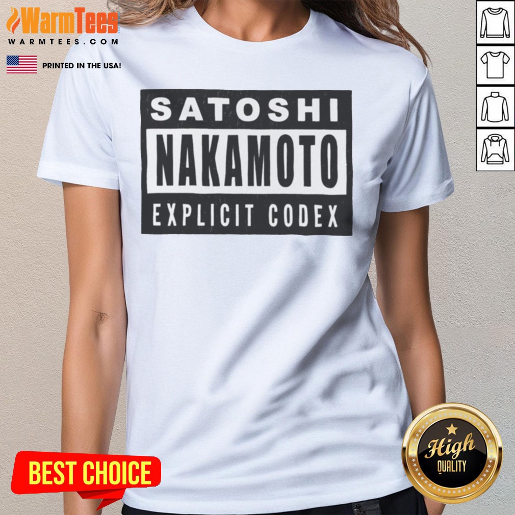 Satoshi Nakamoto Explicit Codex Bitcoin Cryptocurrency White Graphic Shirt - Image 3