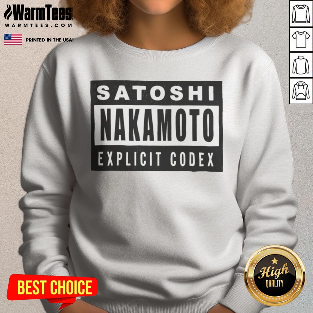 Satoshi Nakamoto Explicit Codex Bitcoin Cryptocurrency White Graphic Shirt - Image 4