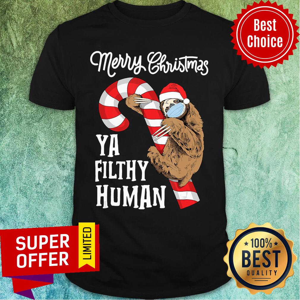 Sloth Merry Christmas Sloth Face Mask Santa Xmas Tree Shirt