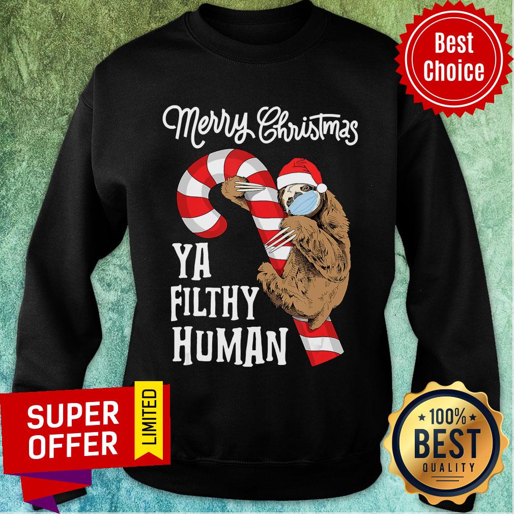Sloth Merry Christmas Sloth Face Mask Santa Xmas Tree Shirt - Image 5