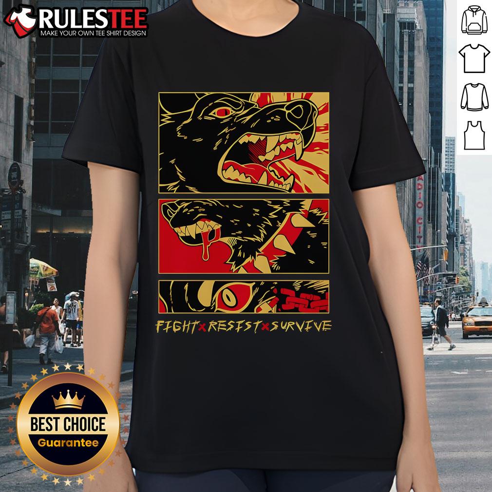 Awesome Fight Resist Survive Dog T-Shirt - Image 3