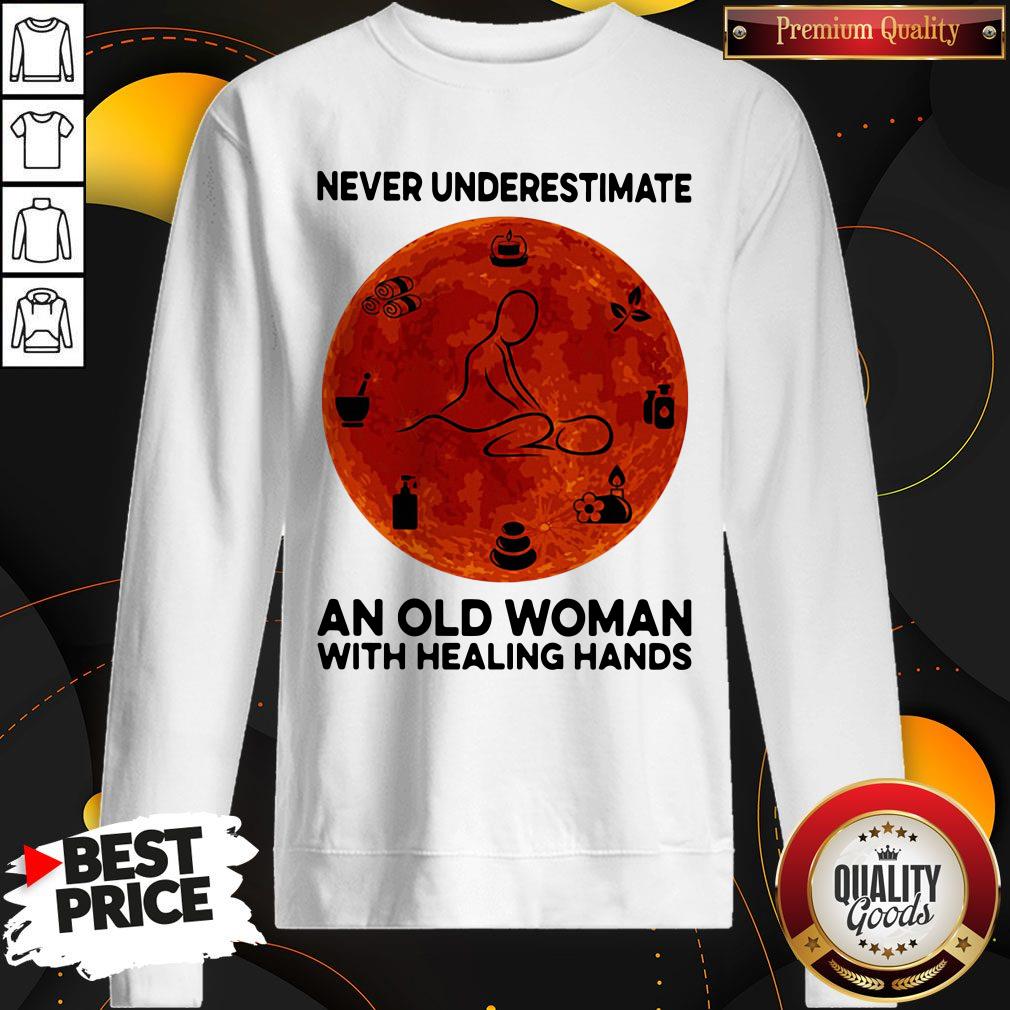 Never Underestimate An Old Woman With Healing Hands Shirt - Image 4