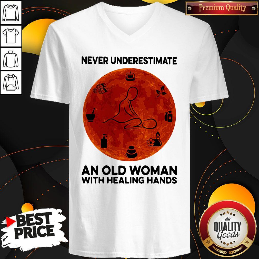 Never Underestimate An Old Woman With Healing Hands Shirt - Image 2
