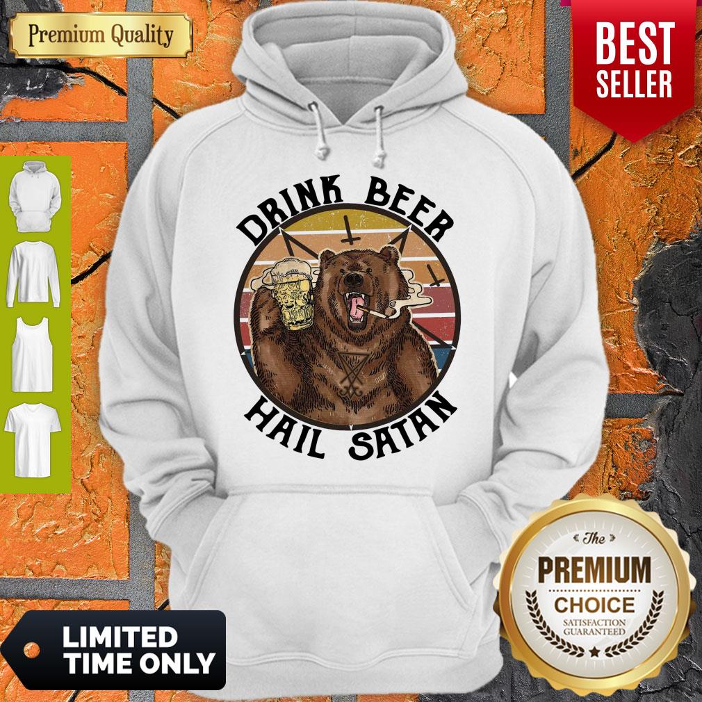 Official The Bear Drink Beer Hail Satan Shirt - Image 2