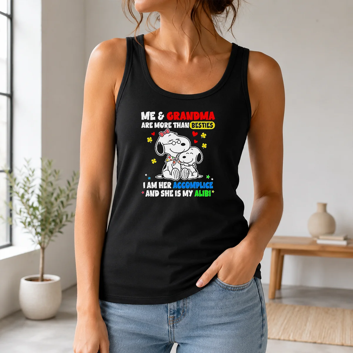 Pretty Snoopy And Grandma Me Are More Than Besties I Am Her Accomplice And She Is My Shirt - Image 3