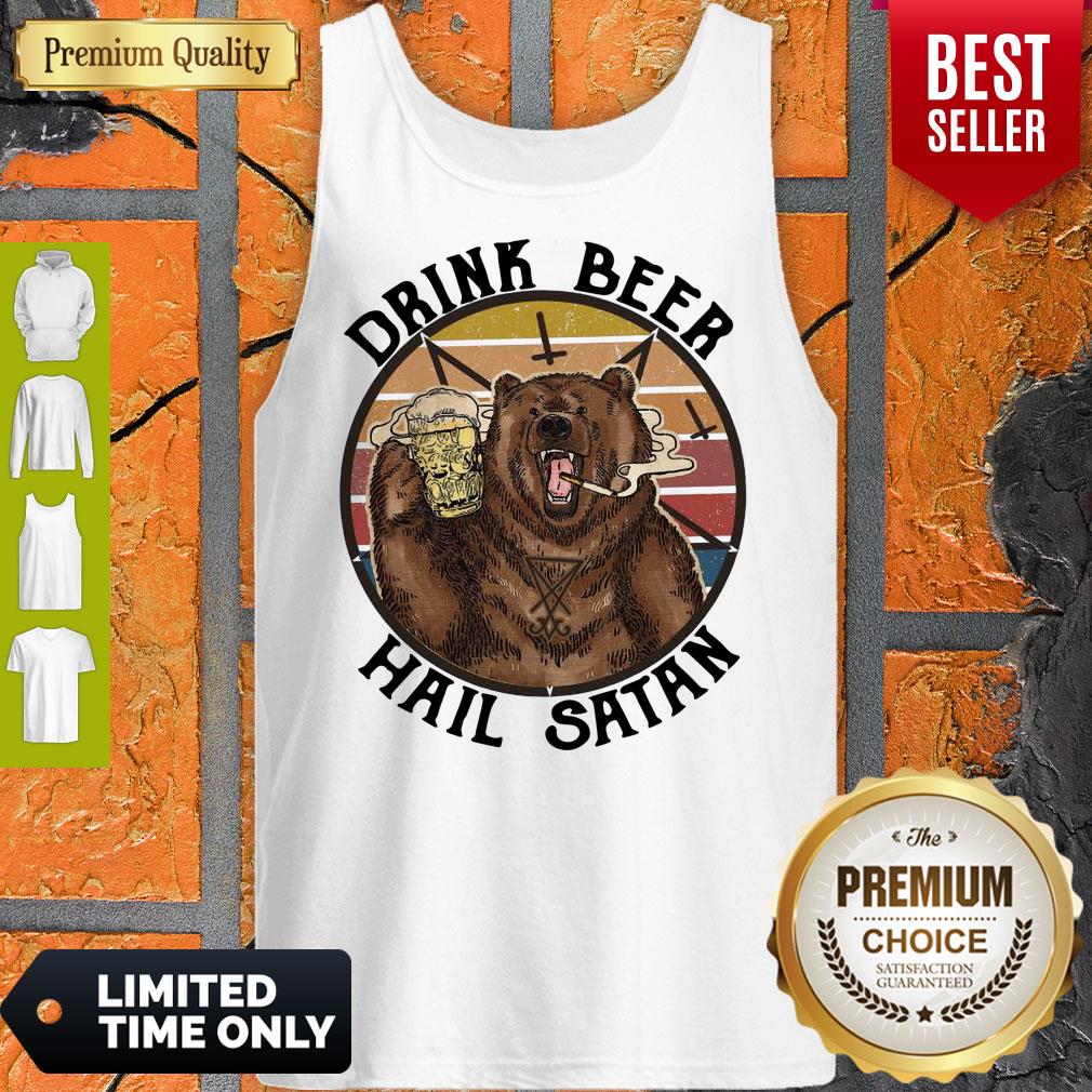 Official The Bear Drink Beer Hail Satan Shirt - Image 4