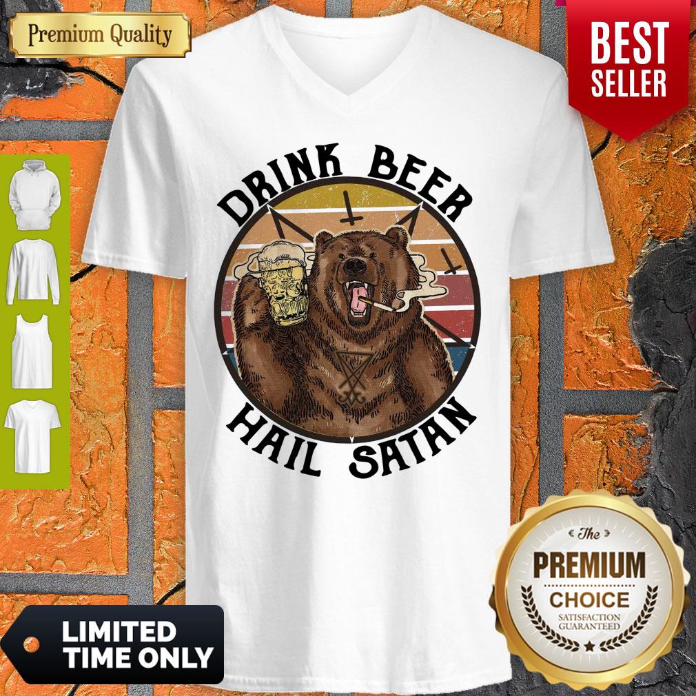 Official The Bear Drink Beer Hail Satan Shirt - Image 3
