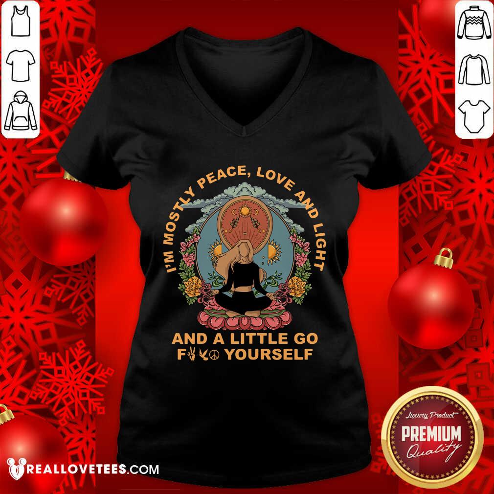 Yoga Im Mostly Peace Love And Light Shirt - Image 3